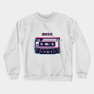 Music cassette glitch Crewneck Sweatshirt